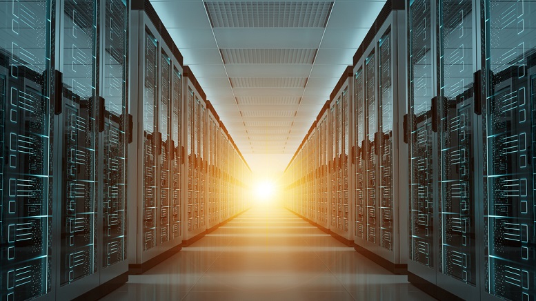 Server room data center interior 3D rendering